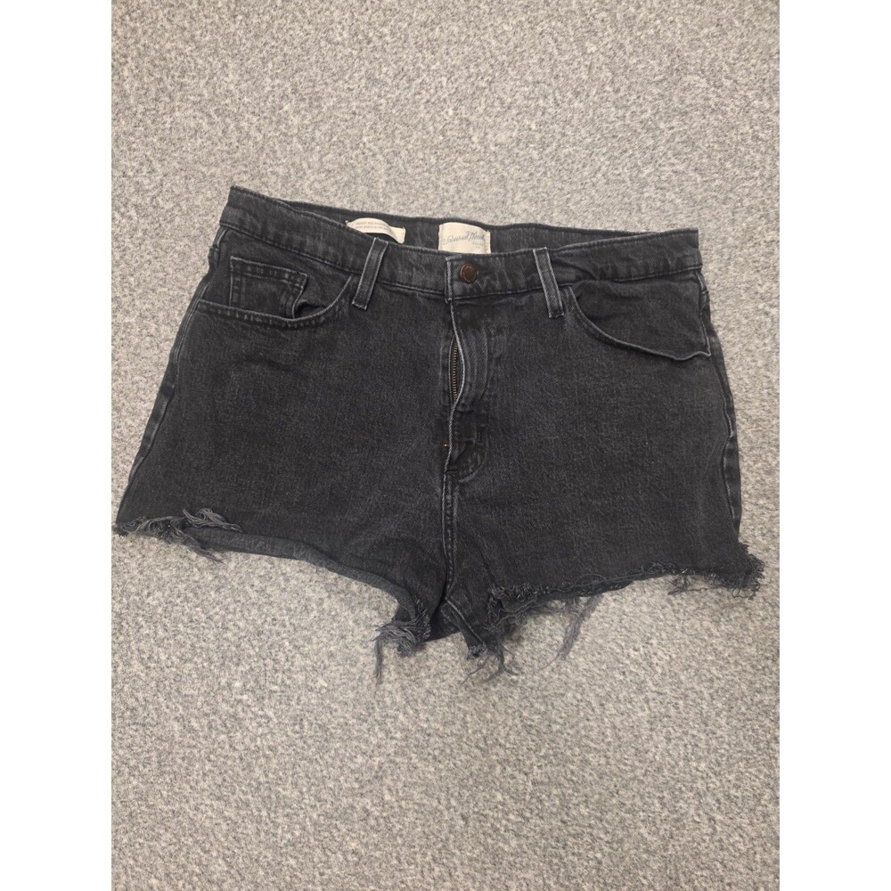 NWT Universal Thread Women Cutoff Mid Rise Button Fly Shorts Black Wash Size 14